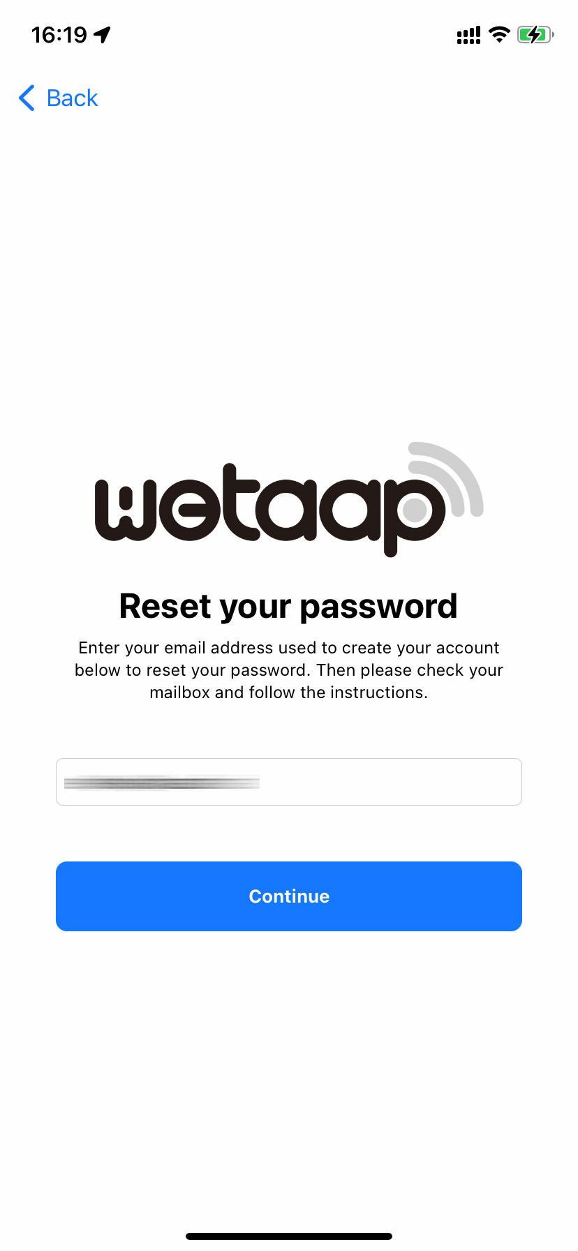 Tap Forgot Password?