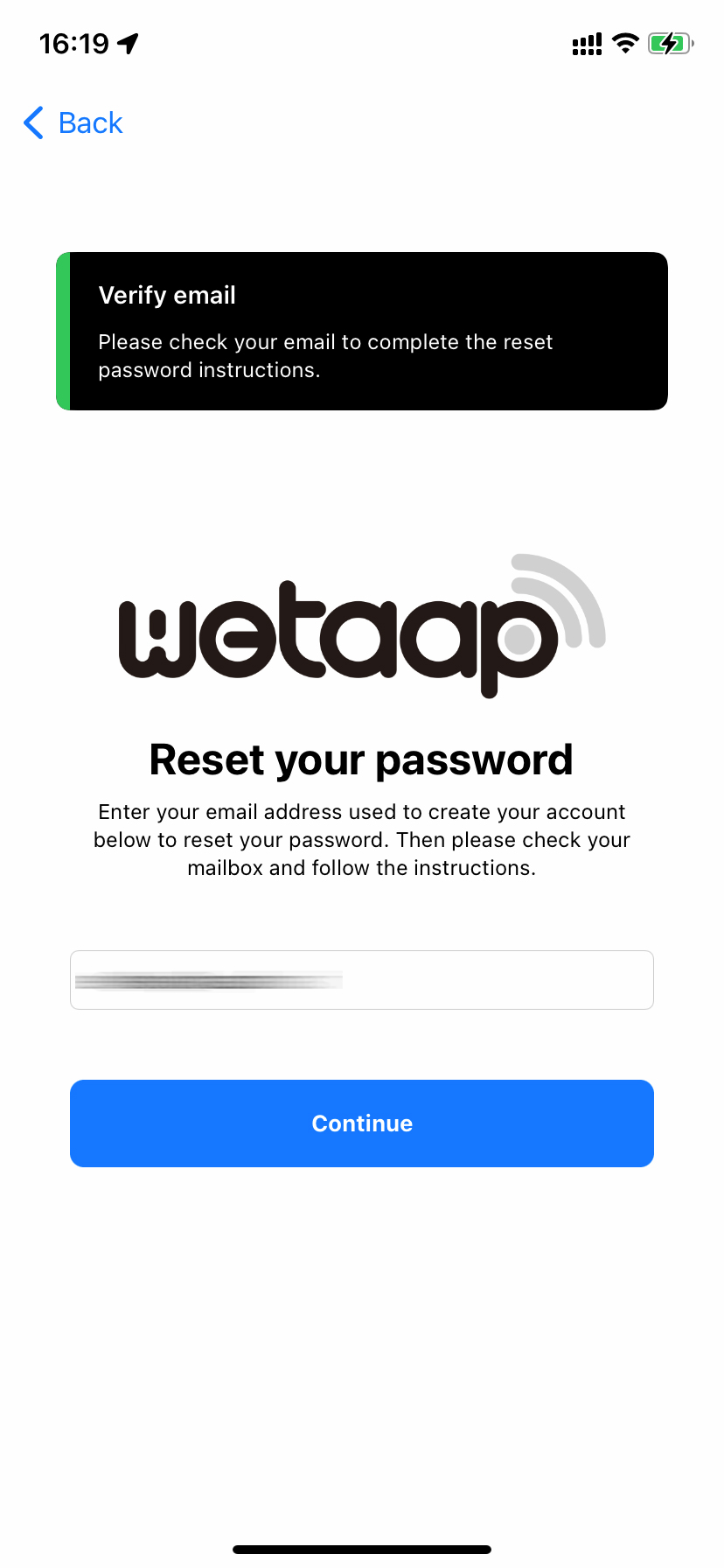 Tap Forgot Password?